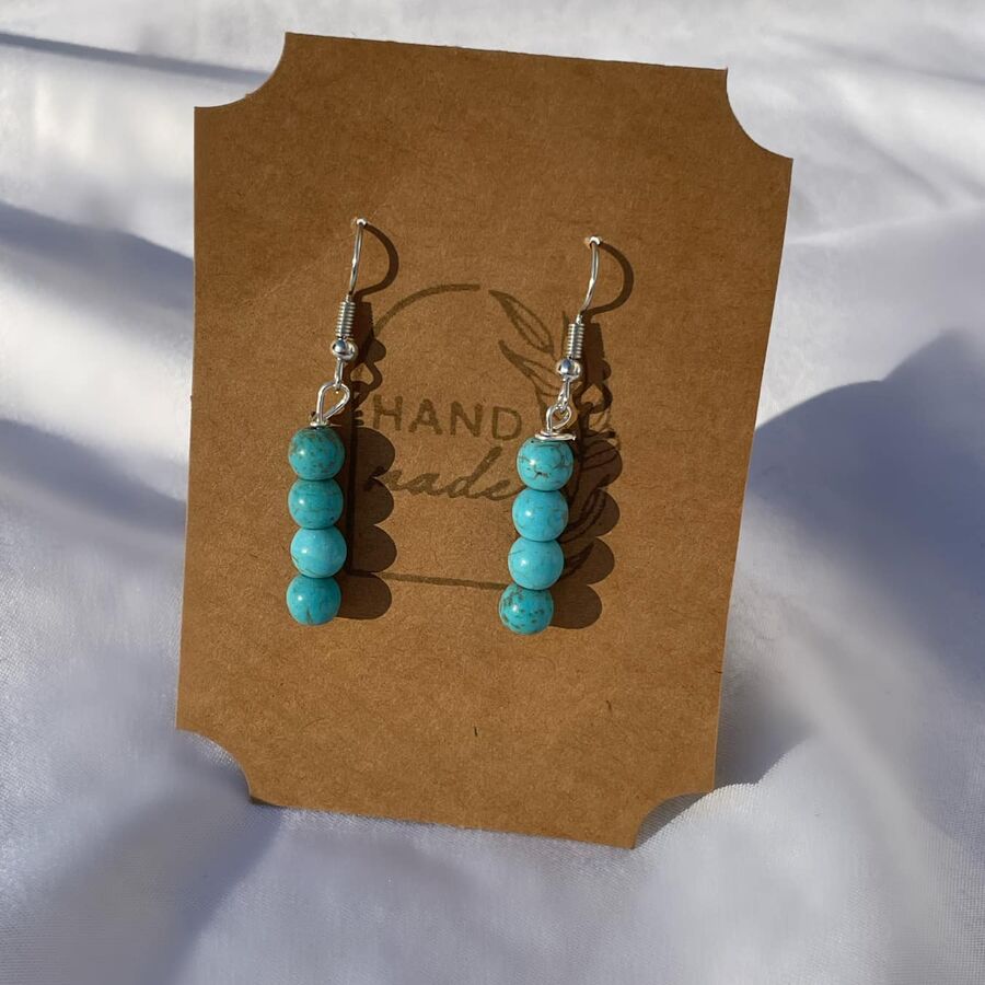 Handmade aqua dangle earrings